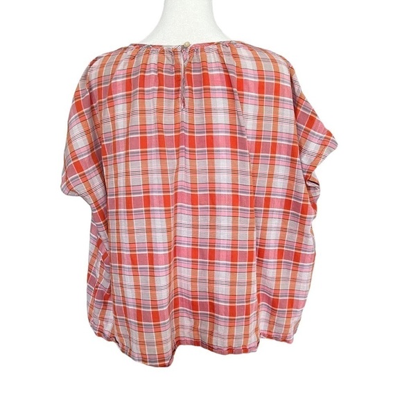 MADEWELL Plaid Shirred-Neck Boxy Top - Picture 6 of 7